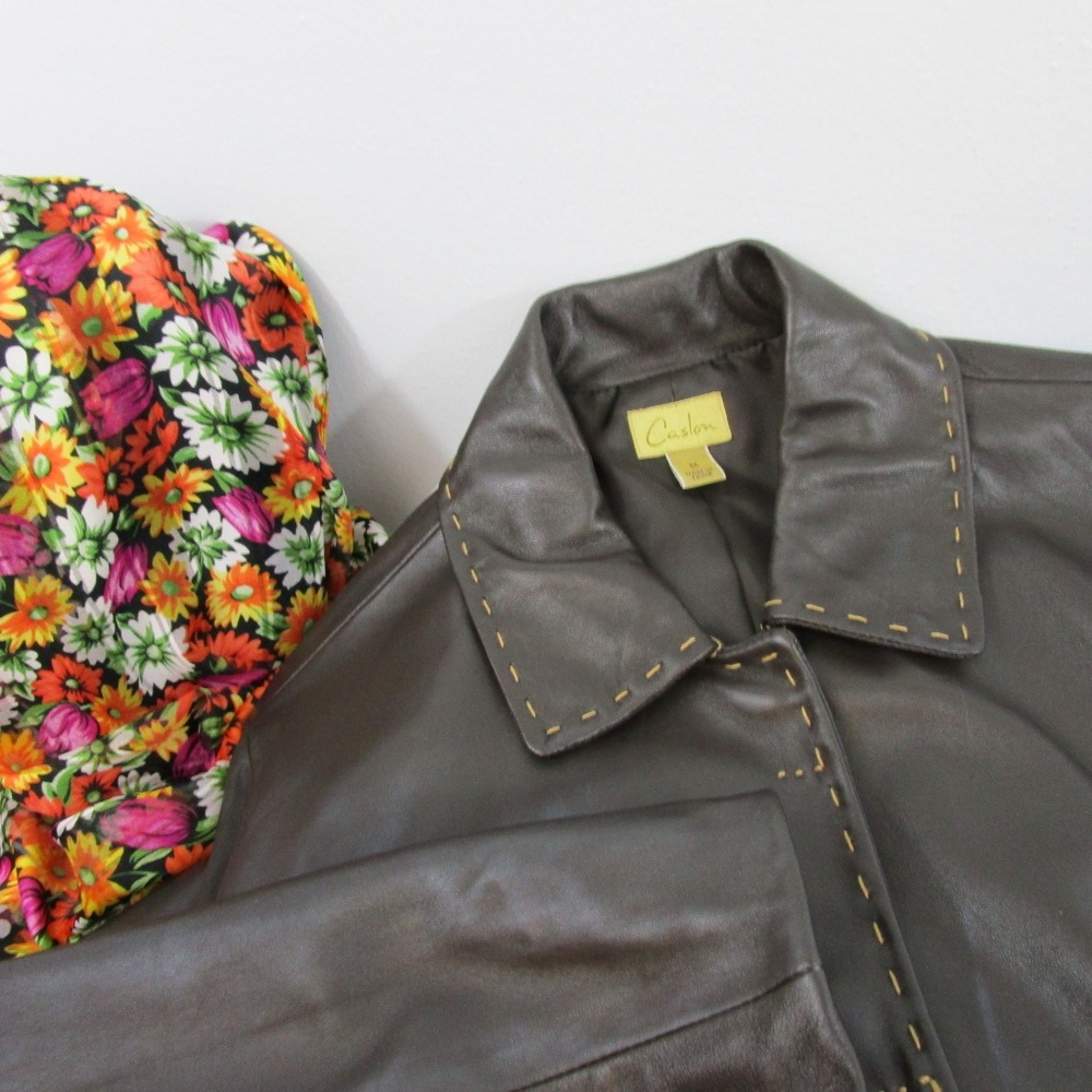 🌟2X Host Pick 🌟 Vintage Lambskin Dark Brown Leather Jacket - Picture 5 of 8